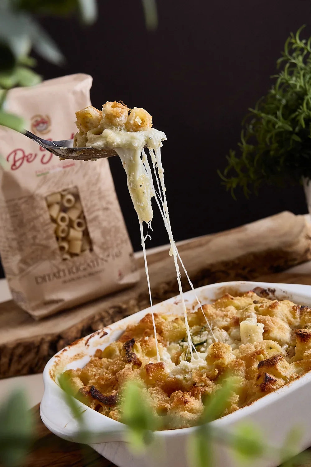 Ditali alle nerano gratinati con zucchine, caciocavallo e mozzarella